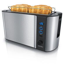 arendo - Frukost 4 slice long slot toaster - double wall housing ? with warming rack ? 6 browning settings ? auto bread centring ? reheat defrost