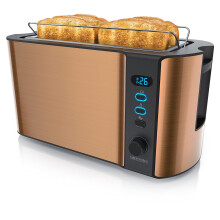 arendo - Frukost 4 slice long slot toaster - double wall housing ? with warming rack ? 6 browning settings ? auto bread centring ? reheat defrost