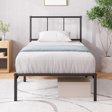 ZINUS Justin Single Bed Frame ? Bed 190x90 cm ? 35cm Height ? Metal Bed Frame with Headboard ? Platform bed frame with steel slat support ? Modern
