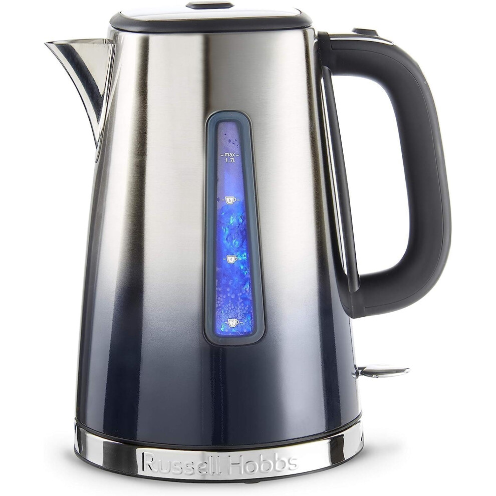 Russell Hobbs Eclipse Stainless Steel & Midnight Blue Ombre 1.7L Electric Cordless Kettle (Quiet & Fast Boil 3KW, Removable washable anti-scale