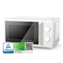COMFEE' 700W 19L White Mini Microwave Oven, Compact Design, InverTech and Quick Defrost Function, 5 Cooking Power Levels with Kitchen Manual Timer -