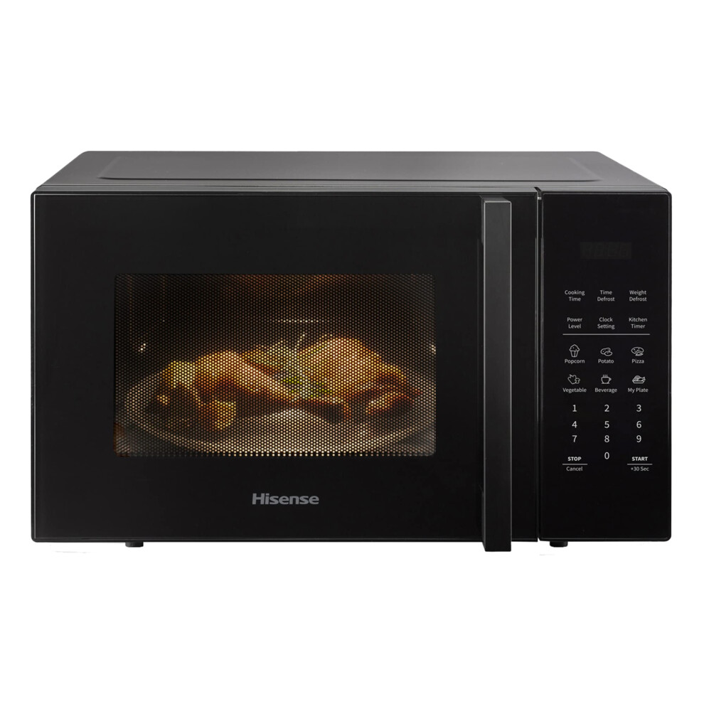 Hisense H23MOBS5HUK Freestanding 23 Litre Digital Microwave, 6 Auto Programmes, Auto Defrost - Black, 16 x 19 x 12 inches (L x W x H)