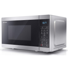 SHARP YC-MS02U-S Compact 20 Litre 800W Digital Microwave, 11 power levels, ECO Mode, defrost function, LED cavity light - Silver