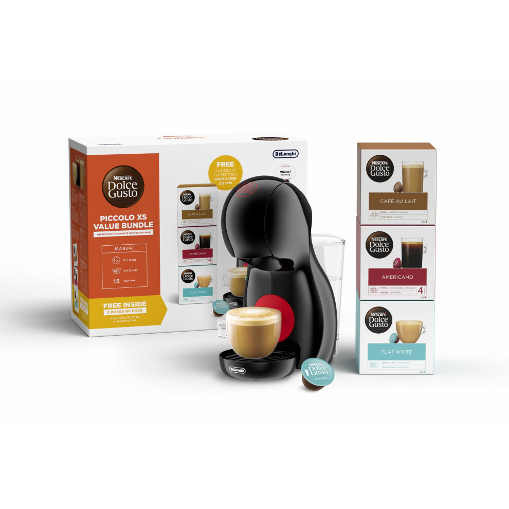 NESCAFɮ Dolce Gusto? Piccolo XS Manual Coffee Machine Black by DeLonghi? - ?Value Bundle??