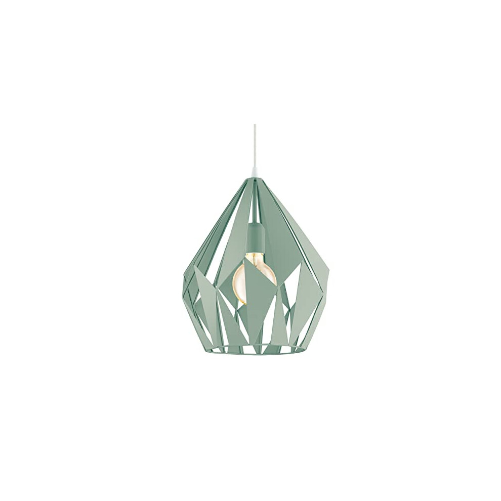 Eglo Pendant Lighting Carlton-P, Vintage and Retro Ceiling Light Fitting Made of Pastel Light Green Steel, Hanging lamp for Dining and Living Room,