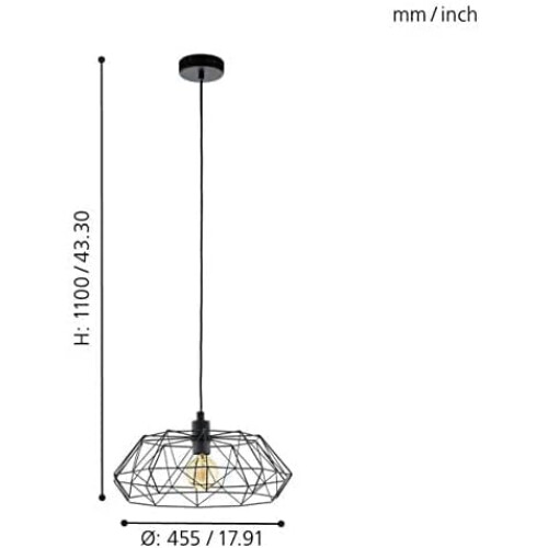 EGLO EGLO 49487 E27 Black Pendant Lamp Carlton 2 2