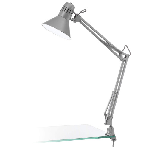 EGLO Eglo E27 Modern Silver Adjustable Clip on Desk Light 'FIRMO'
