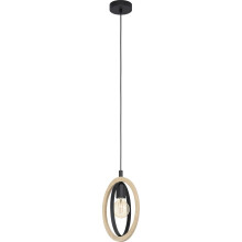 Eglo Pendant lamp Basildon, 1-Light Hanging lamp Vintage, Industrial, Retro, Pendant lamp Made of Steel and Wood in Black, Natural, Dining Table lamp,