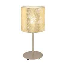 Eglo Bedside lamp Viserbella, Vintage Side Table Light Made of Steel and Fabric in Champagne, Golden Living Room Lighting with Switch, E27 Socket