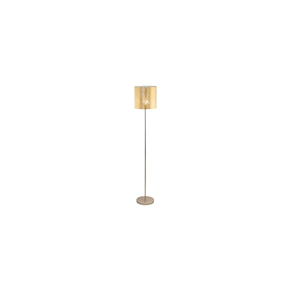 Eglo Viserbella Vintage Floor Lamp, Steel And Fabric In Champagne And Coloured Standing Living Room Lighting, E27 Socket, Incl. Foot Gold/Light