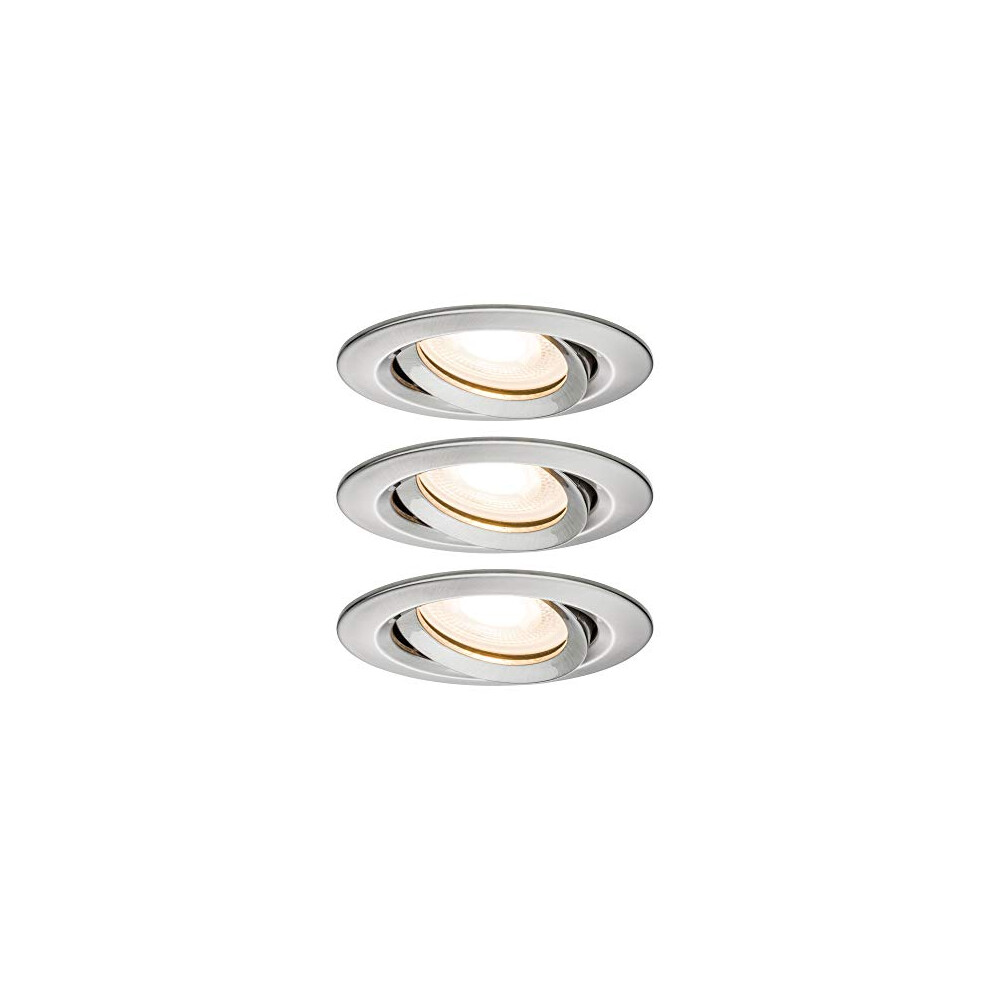 Paulmann Nova 92900 LED Recessed Spotlight Round IP65 7W Set of 3 Including GU10 Bulbs Pivotable Recessed Light Aluminium 7 W Brushed-image-OPC-PGN96RH-NEW