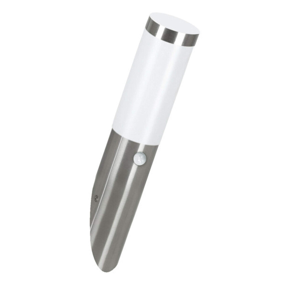 Eglo Helsinki Led Outdoor Wall Exterior Lamp Incl. Motion Detector, Stainless Steel And Plastic Garden Ing, E27socket, Ip44 Light/Silver/White