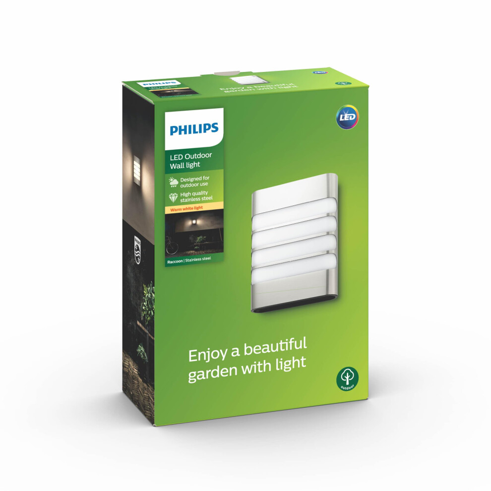 Philips Mygarden Raccoon Led Wall Lantern, Inox
