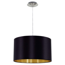EGLO Maserlo Textile Pendant Lamp, Nickel Matt Steel with Black and Gold Fabric Hanging Light, E27 Socket, ?: 38 cm (14.9")