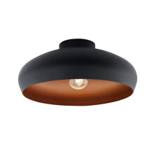 Eglo Mogano Vintage/Industrial Design Ceiling Light, Black Steel and Copper Coloured Kitchen or Hall Lighting, Ceiling-Mounted with E27 Socket