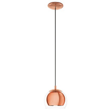 EGLO Rocamar Pendant Lamp, Copper-Coloured Metal and Clear Glass Ceiling Light, Dining and Living Room Hanging Lighting, E27 Socket