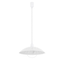 Eglo Alvez Adjustable Pendant Lamp, White Plastic and Clear Glass Ceiling Light with Spiral Cable, Classic Dining Room and Kitchen Hanging Lighting,