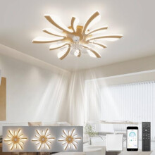 LJX Ceiling Fans with Lights and Remote Control Silent DC Modern Ceiling Fans with Lamps Timer Dimmable Reversible for Bedroom Lounge Kitchen