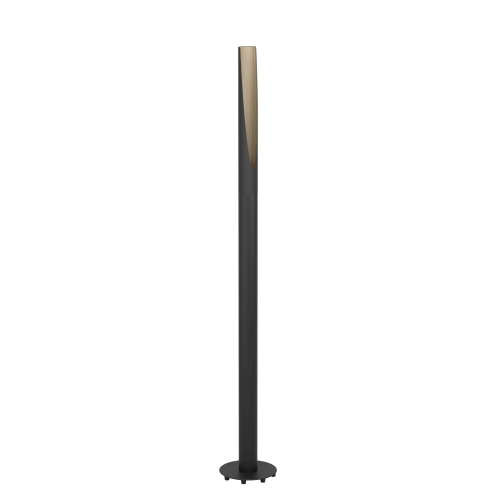 Eglo Led Floor Lamp Barbotto, Elegant Corner Floorlamp, Standing Lamp Made Of Steel In Black And Wood In Natural Colour, Fsc Certified, Living Room