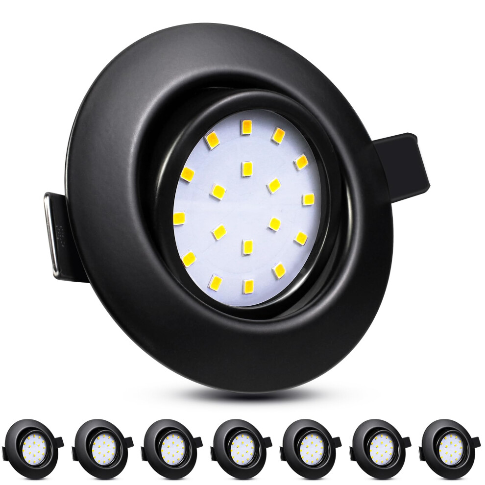 HiBay 8X Recessed Ceiling Lights 5w, 230V Ultra Slim recessed Led Spotlights Cool White?Hole Size 72-80 mm, 40? Tilt Black Round Down Lights Indoor-image-OPC-PGN97WR-NEW