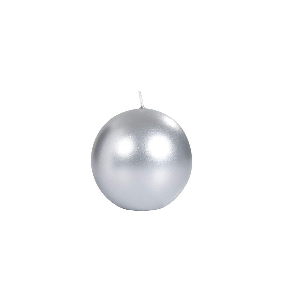 Spaas S0636005078 Metallic Unscented Festive Ball Candle 80 mm, ? 25 Hours, Silver-image-OPC-PGN97YD-NEW