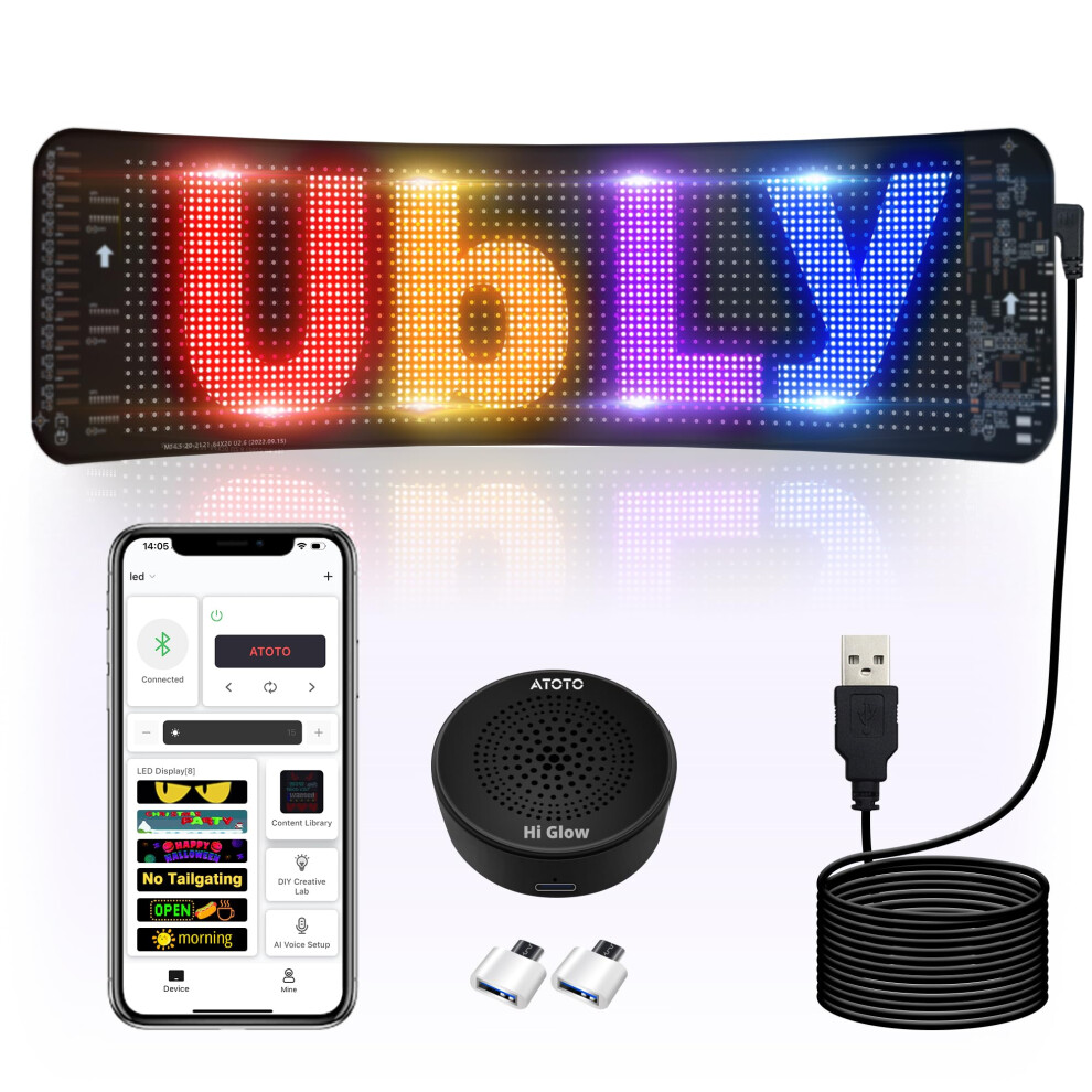 Devil Eyes For Cars - Ai Voice Led Eyes For Trucks, Flexible Scrolling Led Signs For Cars, Ip66 Waterproof Programmable Display With App Control Light 5051219303678