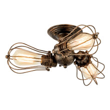 Vintage Ceiling Light Industrial, LULING Chandeliers Adjustable Socket Metal Wire Cage Lamp Semi-Flush Mount Rustic Ceiling Light Metal Lamp Fixtures