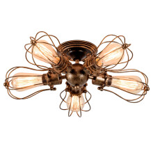 GLADFRESIT Vintage Ceiling Lights Adjustable Socket Retro Chandeliers Metal Wire Cage Lamp Semi-Flush Mount Rustic Ceiling Light Indoor Home