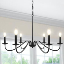LynPon Black Chandeliers Ceiling Lights Living Room, 6 Lights Pendant Light Fitting Classic Modern Vintage Industrial Ceiling Lighting for Dining Room