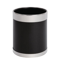 Bolero Mitre Black Waste Paper Bin with Silver Rim -Material Powder Coated Steel
