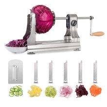 WellToBe 6 Blades Stainless Steel Vegetable Spiralizer Vegetable Spiral Slicer, Adjustable Manual Veggie Zucchini Pasta Spaghetti Maker Zoodle Maker