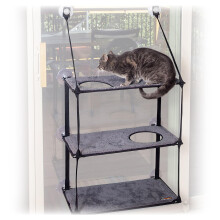K&H Pet Products EZ Mount Window Kitty Sill Triple Stack Gray 12 X 23 Inches