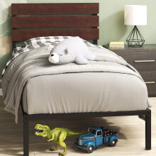 Zinus Figari Single Bed frame - Bed 90x190 cm - 31 cm Height with Underbed storage - Sustainable Bamboo and Metal Platform Bed frame with Headboard -