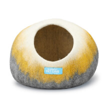 Everest Dog Chew Yellow Grey Mix Cat Bed, Cat Cave by Everest Pet Supply, Felted Cat bed, 100% Wool