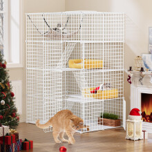 YITAHOME Large Cat Cage Indoor, Enclosure Metal Wire 4-Tiers Cat Kennels with 4 Doors, 3 Ladders, DIY Cat Playpen Catio with Large Hammock, Animals