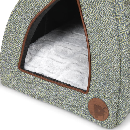 Petface Sage Herringbone Igloo Cat Bed 1