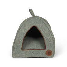 Petface Sage Herringbone Igloo Cat Bed
