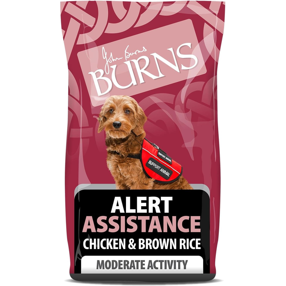 Burns Pet Nutrition Hypoallergenic Complete Dry Dog Food Adult And Senior Dog Alert Chicken And Rice 12 Kg Brown