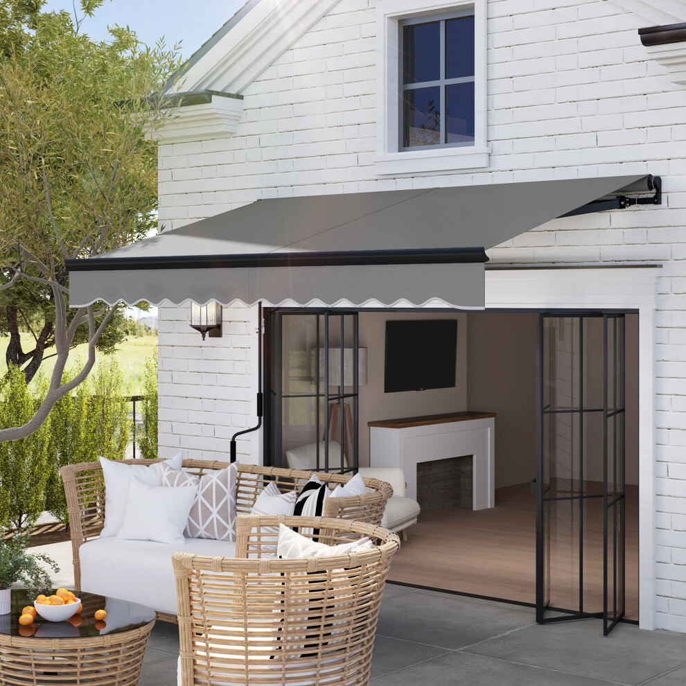 Outsunny 2.5 x 2m Electric Awning with LED Light and Remote Controller Grey