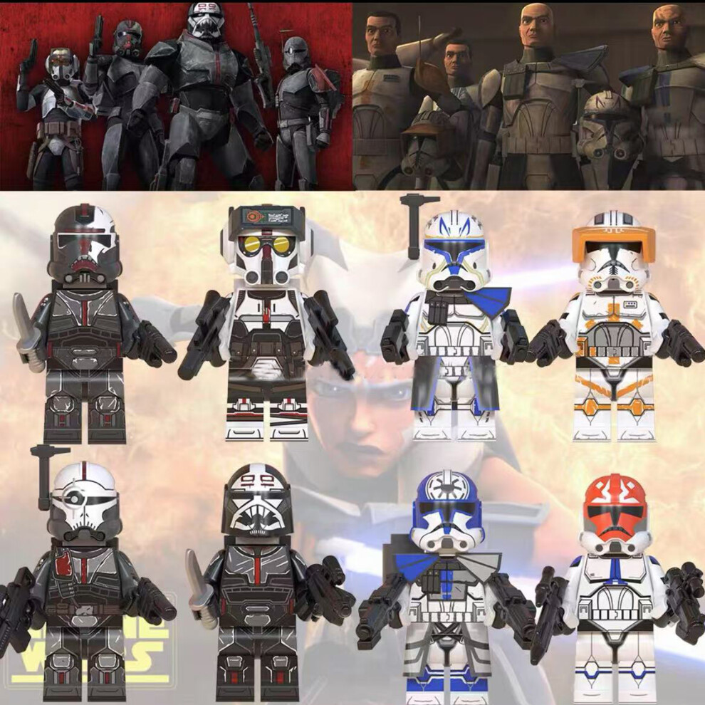 Bonxaif 8Pcs Fit Lego Star Wars Bad Patch Rex Cody Jessi Minifigures Kid Toy