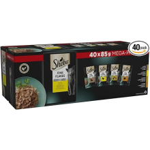 SHEBA - Adult Wet Cat Food Pouches- 40 x 85 g - Poultry - Bulk Cat Food Megapack - 40 Jelly Pouches