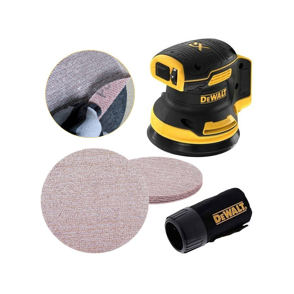 Dewalt DCW210N Cordless Brushless 18v XR Random Orbital Sander 125mm + 5 x Mesh