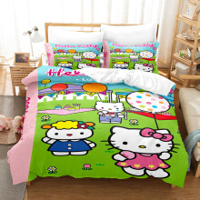 (9, 140*210 three-piece set) New KT cat series three-piece duvet cover grinding four-piece foreign trade two-piece bedding set