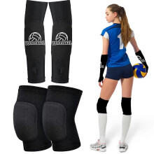 Volleyball Knee Pads And Volleyball Arm Sleeves, Volleyball Accessories Gear with High Protection Pad Volleyball Kneepads Thumb Hole Arm Sleeves for W