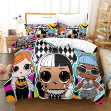 (9, 140*210 three-piece set) New bedding digital printing kit surprise doll series European and American size three-piece duvet cover bedding set