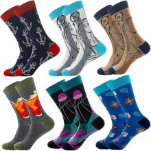 6 Pairs Happy Socks Striped Men's Socks Women's Socks Tide Colorful Street Personality In The Tube Socks