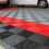 (Red, Pack of 1) Modular Interlocking Ribbed Garage Flooring Tiles 5
