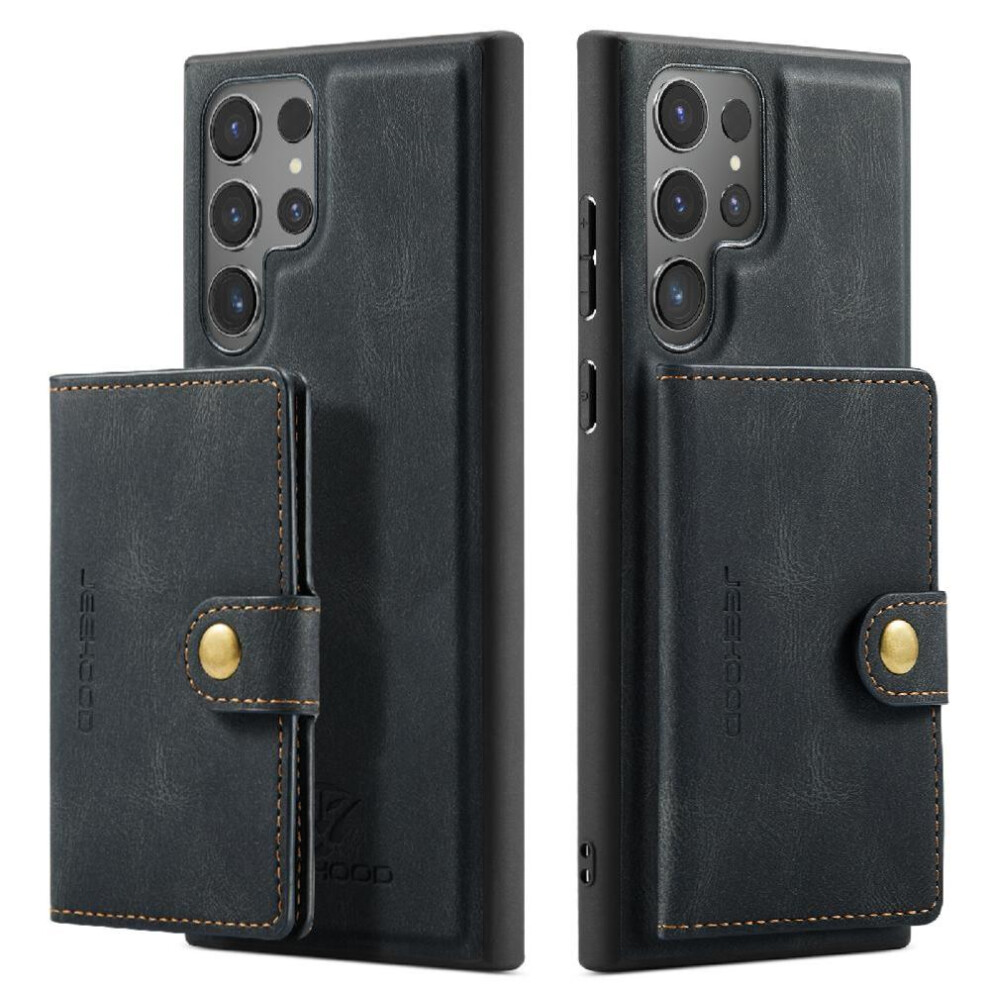 (Black) Case For Samsung Galaxy S25 Ultra Magnetic Detachable Wallet 2 In 1 Functionality Luxurious Business Black 764544143950