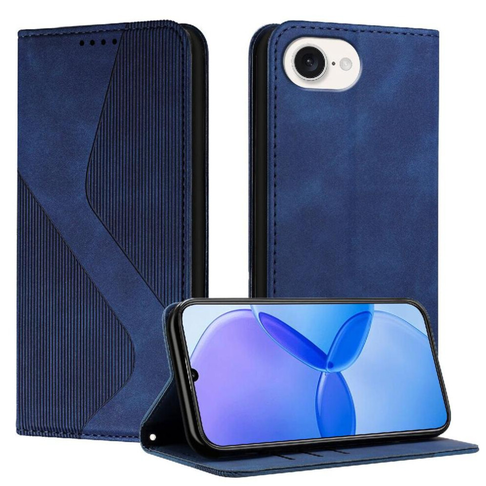 (Blue) Case For Iphone 16E Magnetic Card Slots Holder Folio Flip Pu Leather Wallet Kickstand Blue 764544144568
