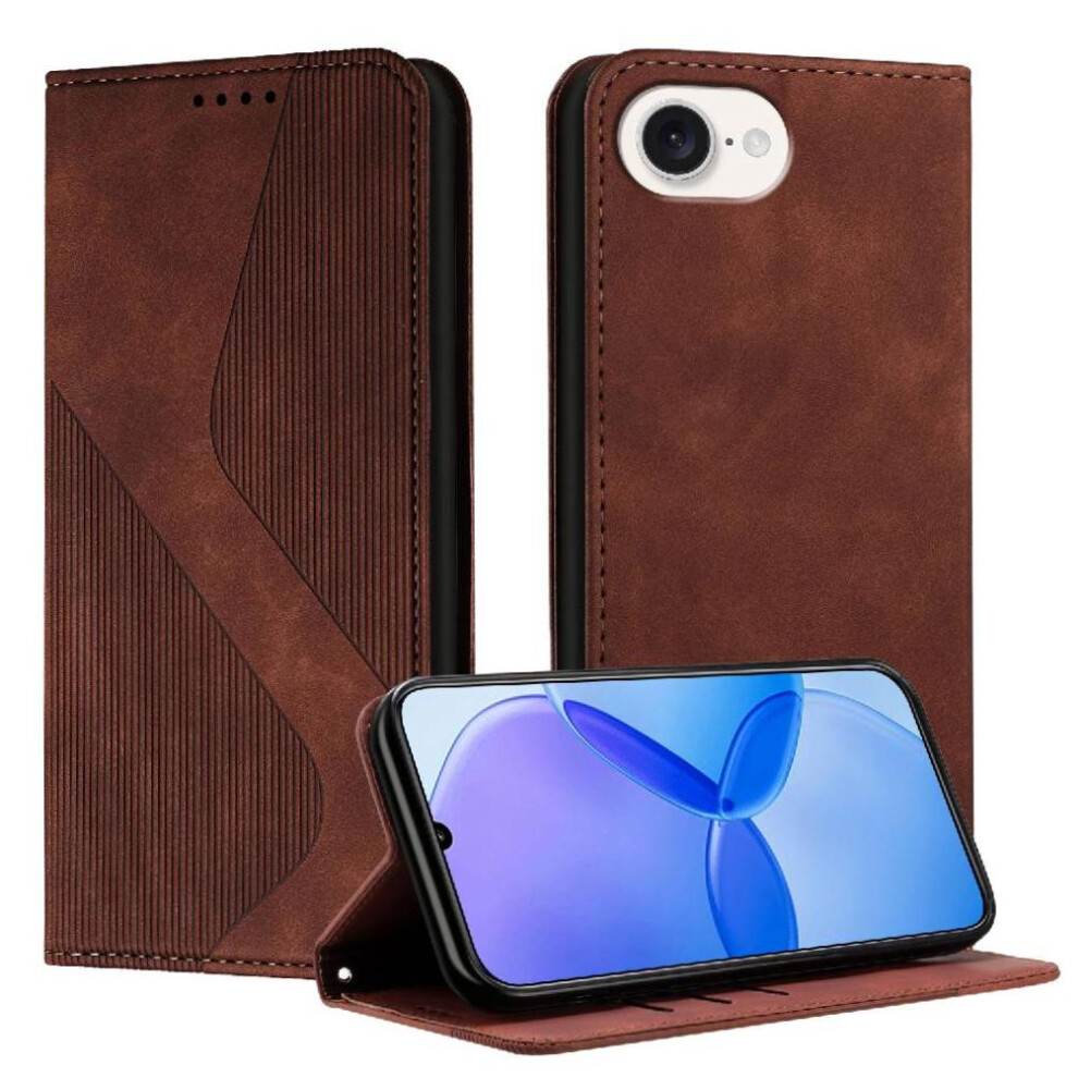 (Brown) Case For Iphone 16E Magnetic Card Slots Holder Folio Flip Pu Leather Wallet Kickstand Brown 764544144551